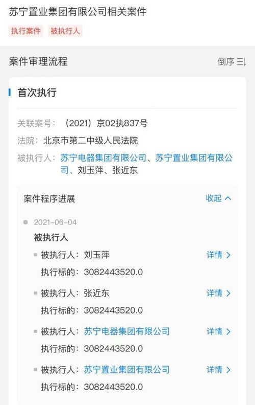 蘇寧電器新增被強制執行信息,執行標的超30億元
